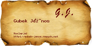 Gubek János névjegykártya